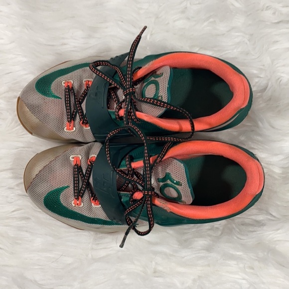 Nike KD VII “Easy Money” Kevin Durant Sneaker Green Coral Kids 4.5Y Women’s - Picture 6 of 8
